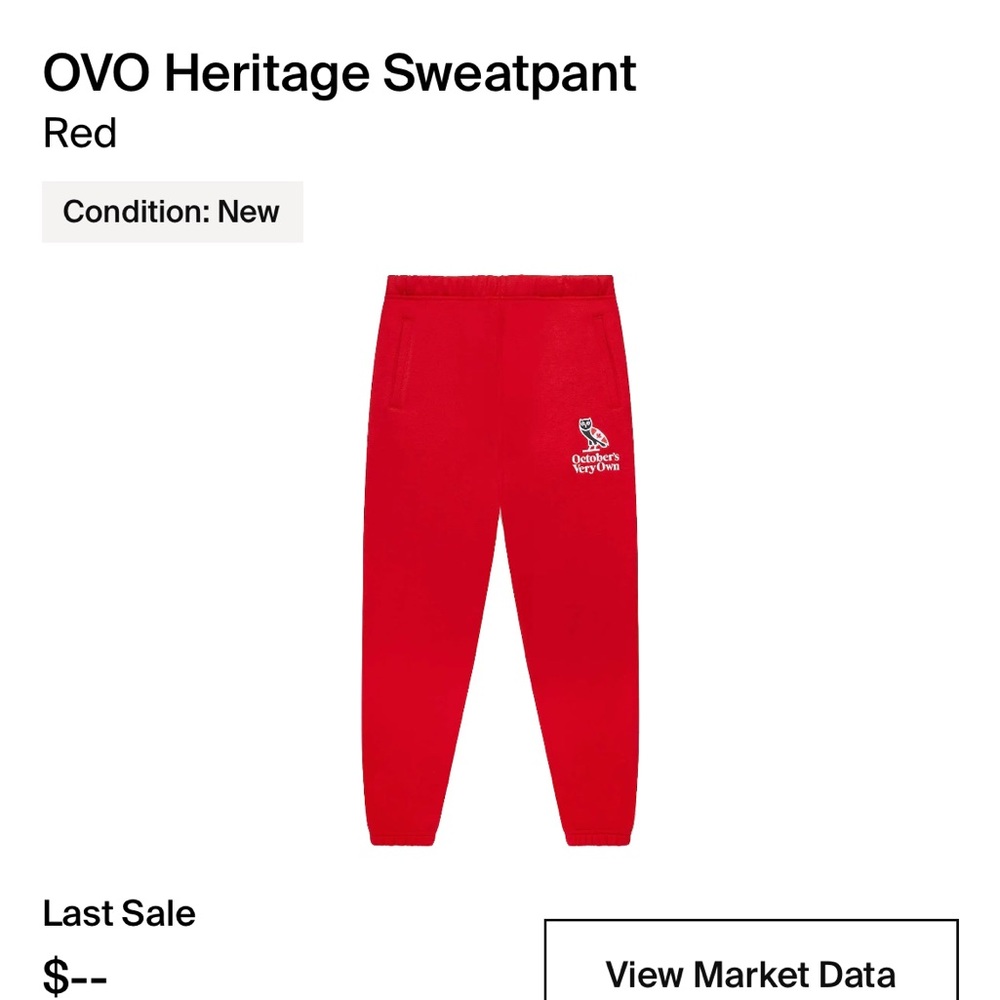Red OVO heritage joggers.